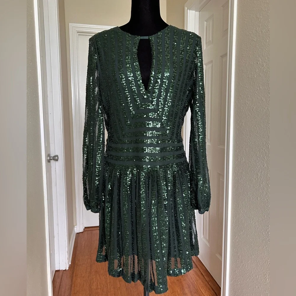 Anthropologie Sequined Open-Back Mini Dress - Picture 4 of 12